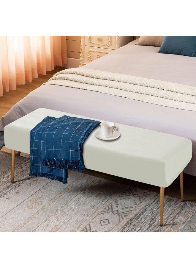 HOKIPO Elastic Fitted Dining Bench Cover, Beige(AR-4800-BGE) - Image 3
