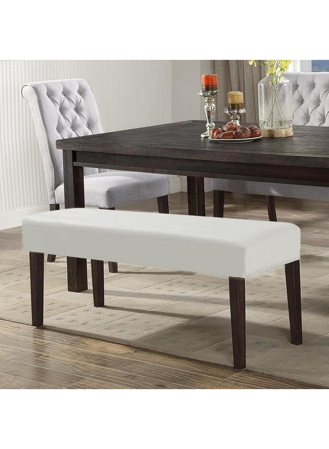 HOKIPO Elastic Fitted Dining Bench Cover, Beige(AR-4800-BGE) - Image 2