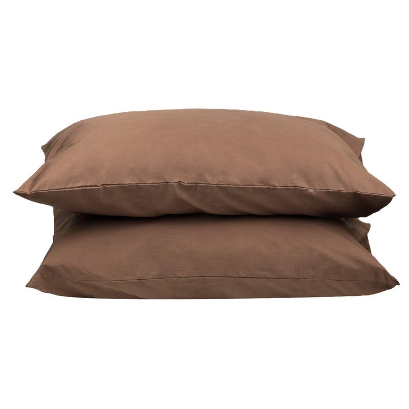 mookaitedecor 100% Cotton Pillowcase Set of 2, Solid Color Pillow Case Covers with Envelope Closure, Rectangular Cushion Case for Couch & Chair & Bed, 18 x 29 Inch, Brown - Image 1