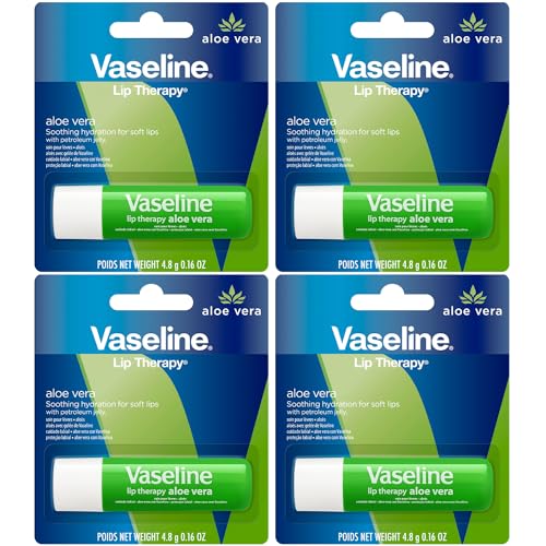 Vaseline Lip Therapy Care Aloe Fresh, Fast-Acting Nourishment, Ideal for Chapped, Dry, Cracked, or Damaged Lips, Lip Balm, 4-Pack, 0.16 Oz Each - Image 1