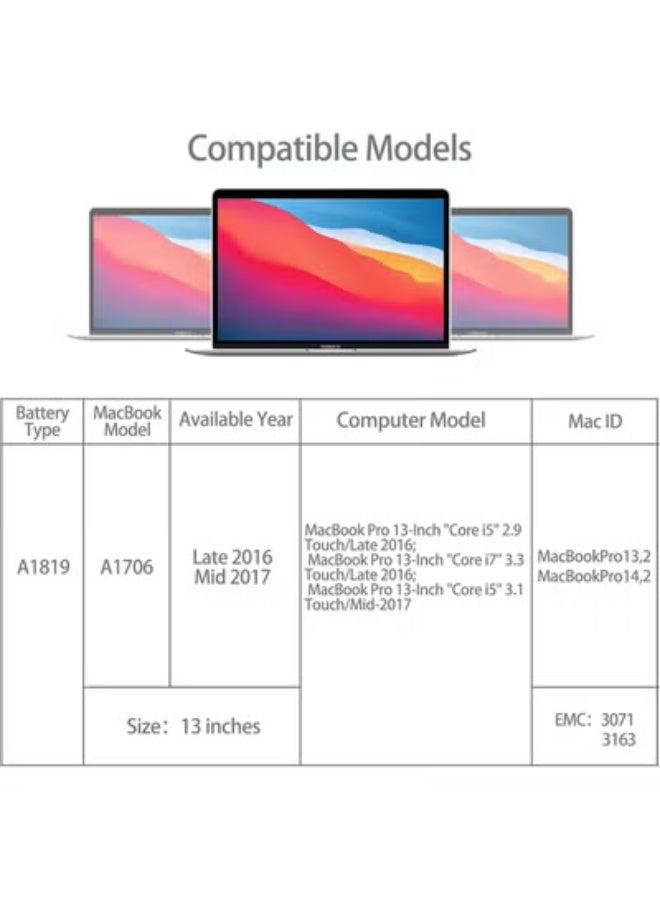 A1819 Laptop Battery Replacement – High-Capacity Power for 13” Retina Laptops (Late 2016 – Mid 2017), Safe & Long-Lasting Performance - Image 2