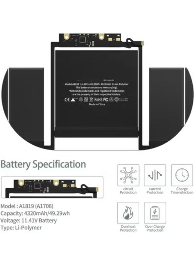 A1819 Laptop Battery Replacement – High-Capacity Power for 13” Retina Laptops (Late 2016 – Mid 2017), Safe & Long-Lasting Performance - Image 3