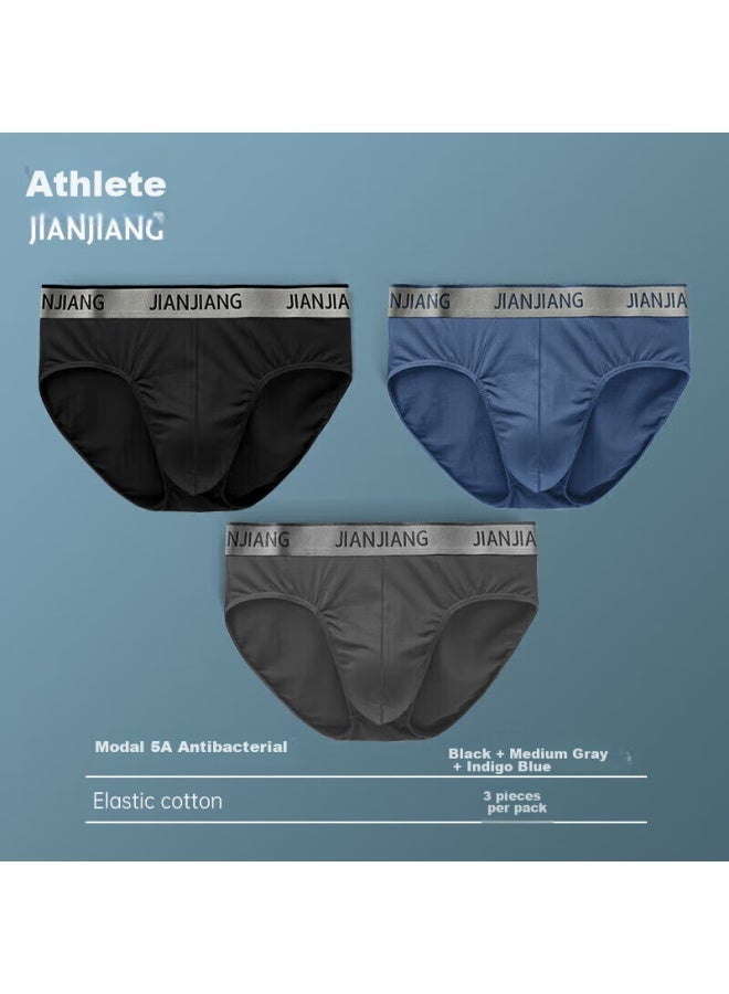 Athlete Jianjian Men's Underwear, Modal Triangle Briefs, Mid-rise Shorts Shorts, 5a Antibacterial, Comfortable And Breathable, 3-pack - Image 1