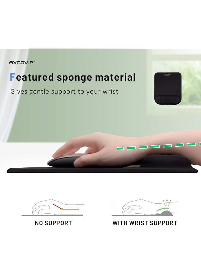 إكسوفيب وسادة ماوس جل من إسفنج الذاكرة لدعم المعصم وسادة ماوس مريحة وناعمة لأجهزة الكمبيوتر المحمولة وأجهزة ماك بوك والمنزل والمكتب باللون الأسود 9391 - Image 3