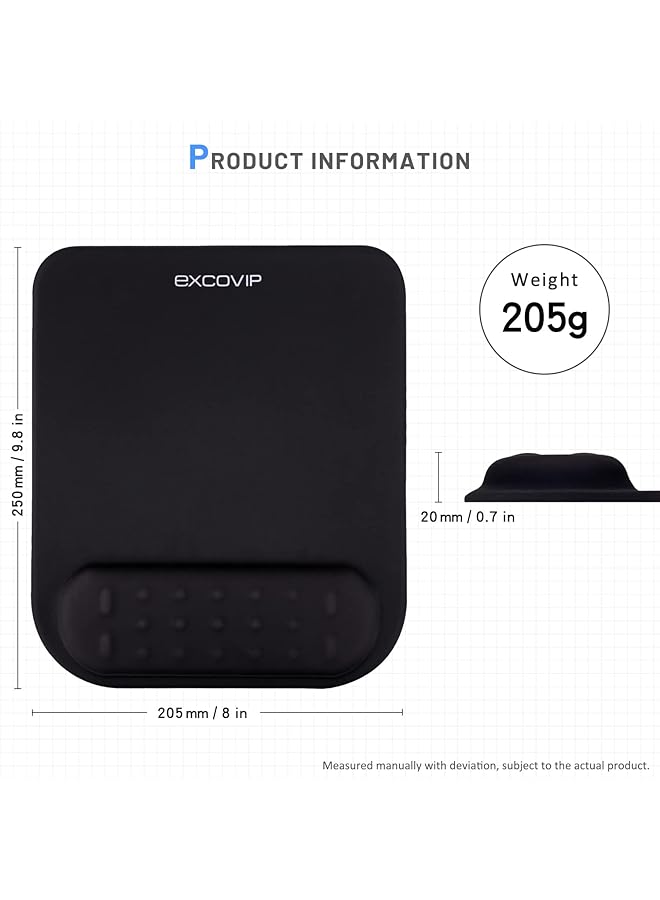 إكسوفيب وسادة ماوس جل من إسفنج الذاكرة لدعم المعصم وسادة ماوس مريحة وناعمة لأجهزة الكمبيوتر المحمولة وأجهزة ماك بوك والمنزل والمكتب باللون الأسود 9391 - Image 2