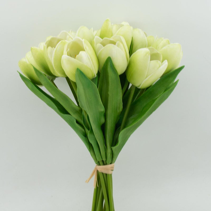 Buart Artificial Tulip in Bulk for Home Kitchen Wedding Bridal Bouquet Fake Flowers for Valentine's Day Mother's Day Easter Table Centerpieces Decorations(Green Real-Touch 12pcs) - Image 1
