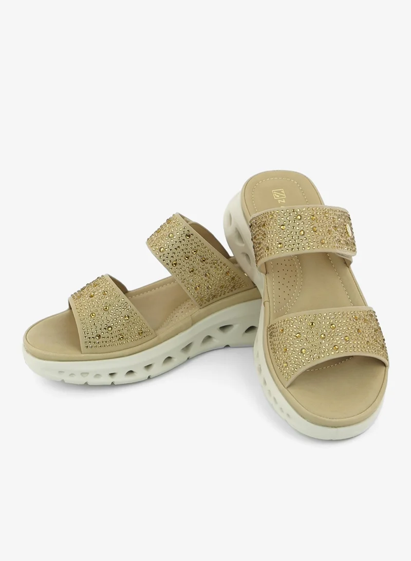 زينة 221-333 Zayna Ladies Casual Slides 3F2006-13 Beige