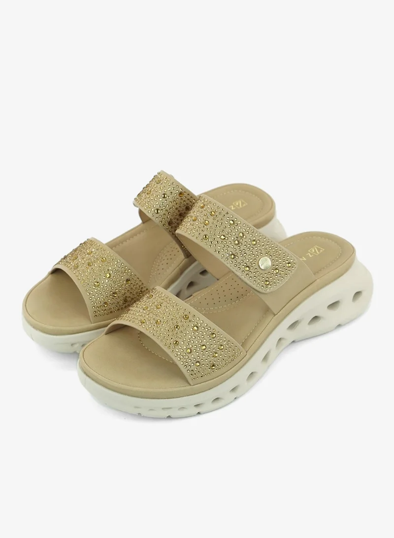 زينة 221-333 Zayna Ladies Casual Slides 3F2006-13 Beige