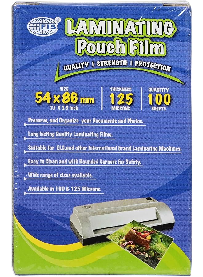 erorex Laminating Pouch Film Size 54X86Mm 125 Micron Thickness 100 Sheets Rounded Corners Fslm5486 - Image 1