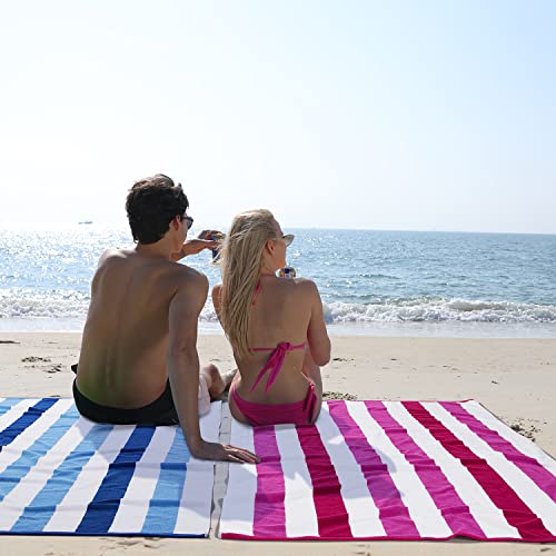 Bornbay Cotton Oversized Beach Towel - Extra Large 40"X70" Plush Thick Pool Towel, XL Fluffy Multi Blue Beach Towels Stripe Swimming Towel for Adults Mens Women - Image 2