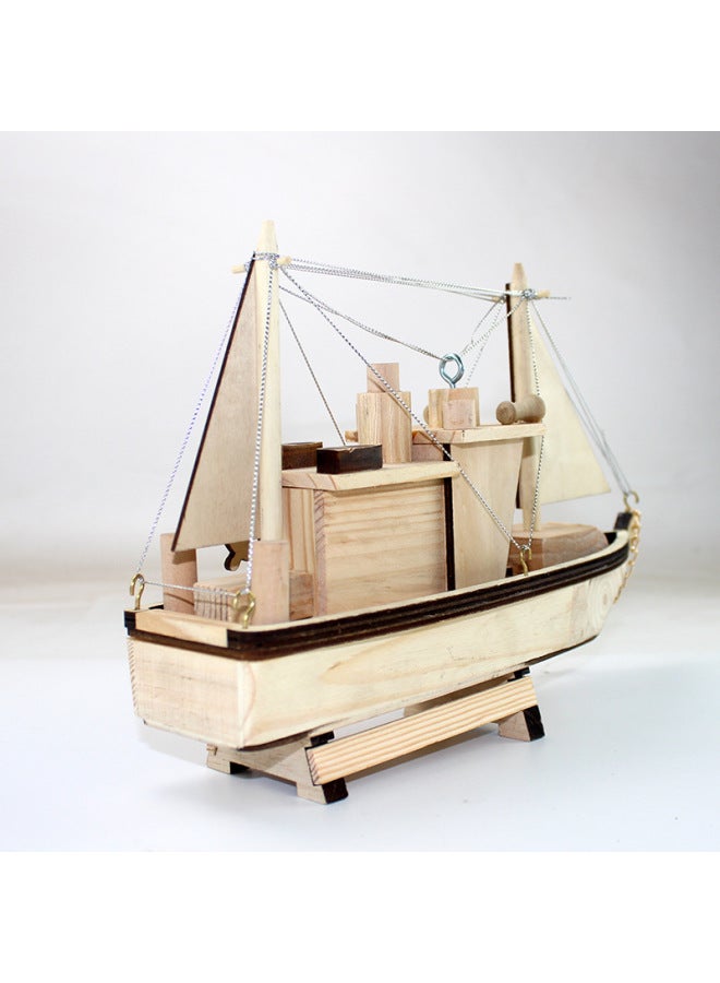 Wooden Sailboat Decoration Music Box Pirate Ship Model Children's Toy Creative Decorative Crafts Decoration Small Gift-Color:Wooden Pirate Ship  - Image 3