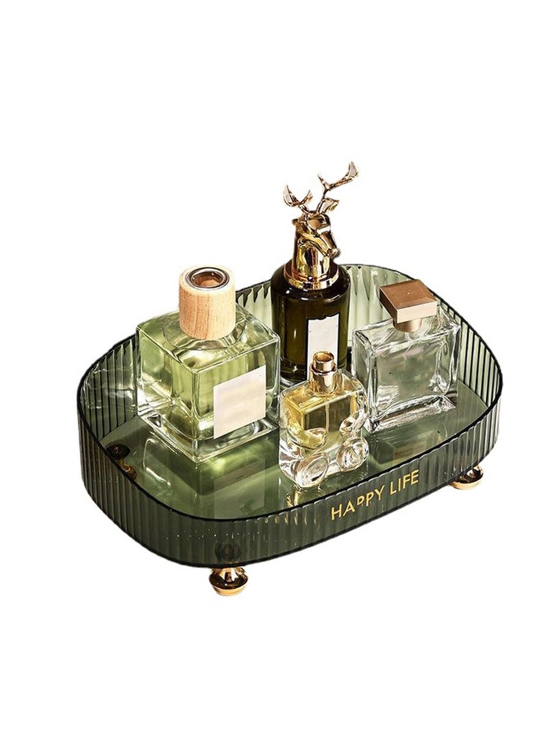 Excefore Makeup Perfume Organizer, Perfume Storage Tray, Decorative Dresser Tray,  Countertop Cosmetic Storage Case for Cosmetics, Round Lotions Display Case, Entrance Key Tray, Room Table Storage Box - Image 1