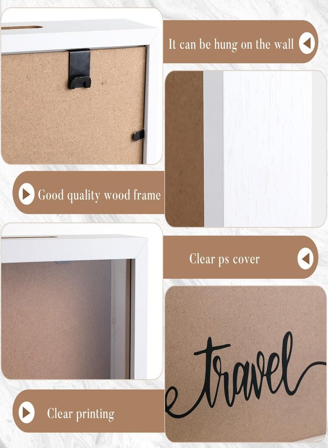 سيرال صندوق تذكاري للرحلات والمغامرات من سييرال، مزود بإضاءة LED، مقاس 12×12 بوصة، مع فتحة في الأعلى لحفظ تذاكر السفر، أو هدايا شهر العسل، أو رحلات الطرق، أو هدايا للأب (أبيض). - Image 3