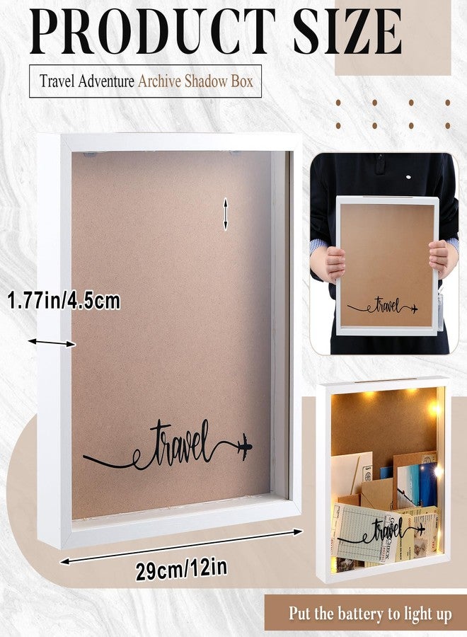 سيرال صندوق تذكاري للرحلات والمغامرات من سييرال، مزود بإضاءة LED، مقاس 12×12 بوصة، مع فتحة في الأعلى لحفظ تذاكر السفر، أو هدايا شهر العسل، أو رحلات الطرق، أو هدايا للأب (أبيض). - Image 2