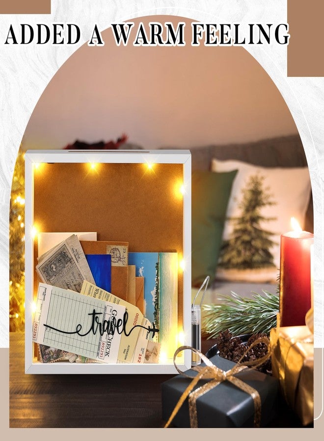 سيرال صندوق تذكاري للرحلات والمغامرات من سييرال، مزود بإضاءة LED، مقاس 12×12 بوصة، مع فتحة في الأعلى لحفظ تذاكر السفر، أو هدايا شهر العسل، أو رحلات الطرق، أو هدايا للأب (أبيض). - Image 4