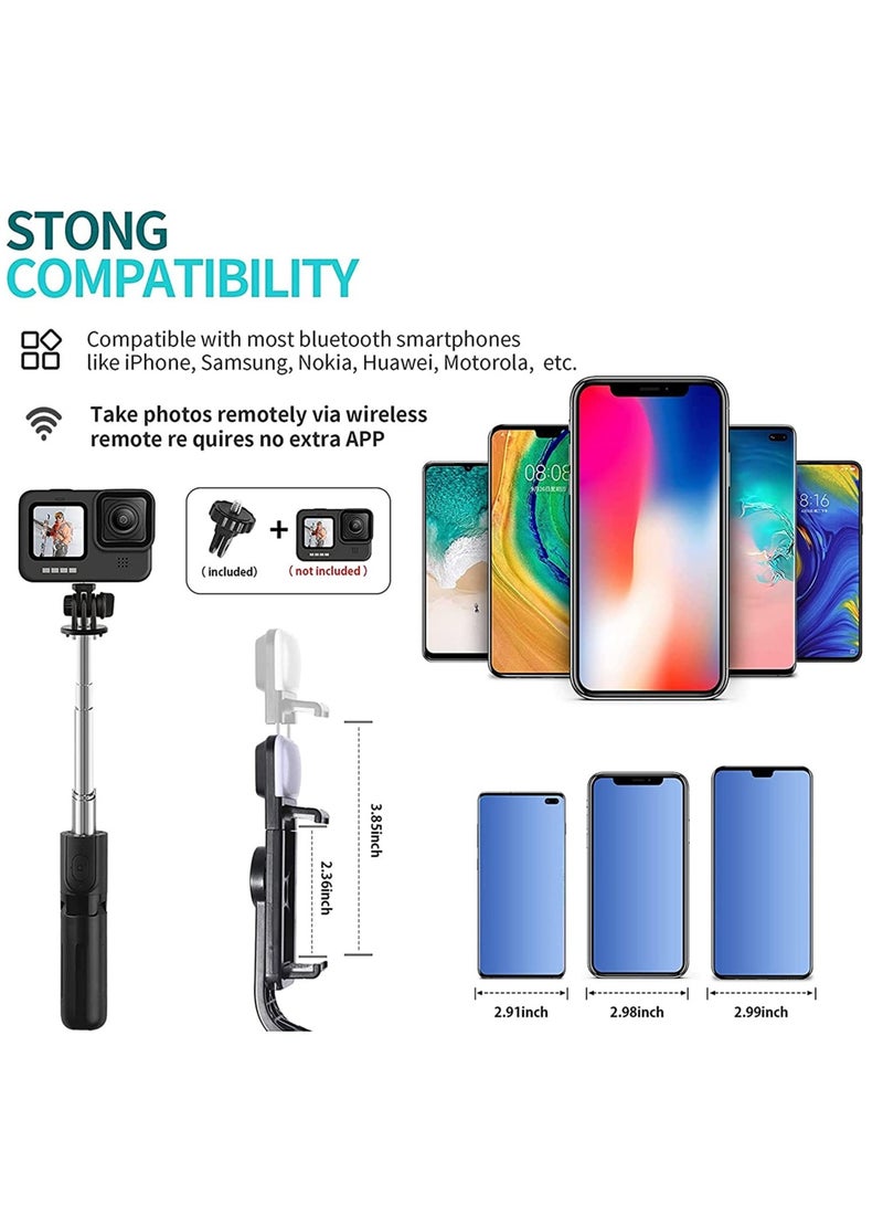 ELTRAZONE Mini Selfie Stick Tripod, Extendable 3 in 1 Selfie Stick Tripod with Remote, ​Phone Tripod with 3 Light Modes, 6 Brightness Levels, Selfie Stick for iPhone 12/11/11 Pro/XS/XR/X/8/7/6/5 Smartphones - Image 3