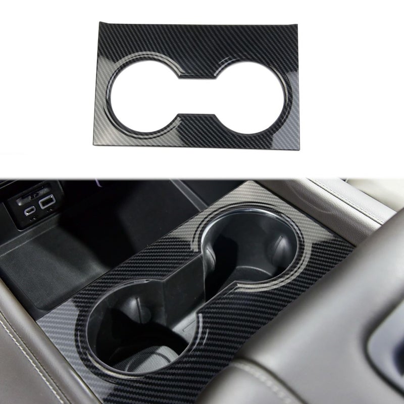 Fewshaw Carbon Fiber Cup Holder Panel Cover Trim Accessories for 2021-2024 Chevy Tahoe Suburban