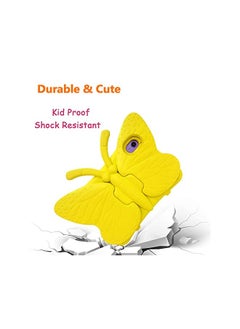 Tading Ipad Mini 6 Case Kids, Ipad Mini 2021 Case With Pencil Holder, Cute Butterfly Shockproof Light Weight Eva Foam Bumper Stand Cover For Ipad Mini (6Th Generation) 8.3" Tablet For Girls - Yellow  - Image 5