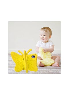 Tading Ipad Mini 6 Case Kids, Ipad Mini 2021 Case With Pencil Holder, Cute Butterfly Shockproof Light Weight Eva Foam Bumper Stand Cover For Ipad Mini (6Th Generation) 8.3" Tablet For Girls - Yellow  - Image 3