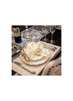 Excefore Hollow Out Metal Flower Napkin Ring Holder Set of 10(Flower-gold)  - Image 2