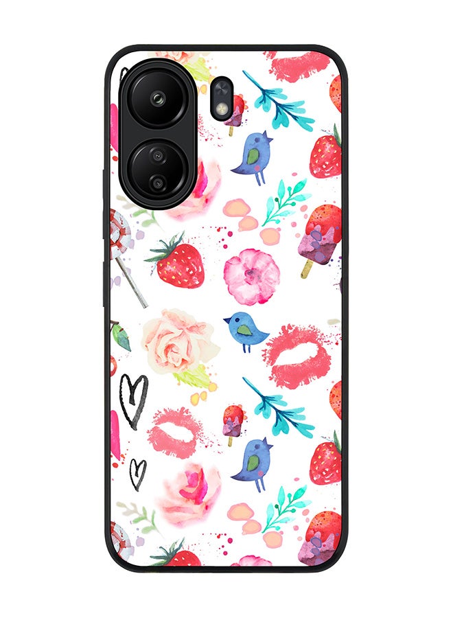 Stylizedd Rugged Black edge case for Xiaomi Poco C65, Slim fit Soft Case Flexible Rubber Edges Anti Drop TPU Gel Thin Cover- Summer Fever - Image 1