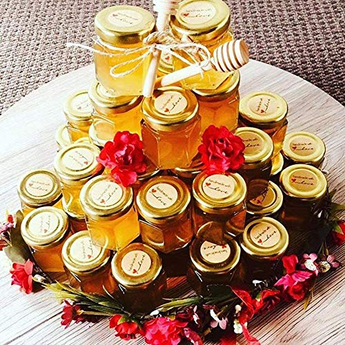 ARUZEN - 40ML Hexagon Mini Glass Canning Jars (24-Pack) with Gold Lid for Wedding Favors, Baby Shower, Honey, Jams, Spice (24) - Image 4