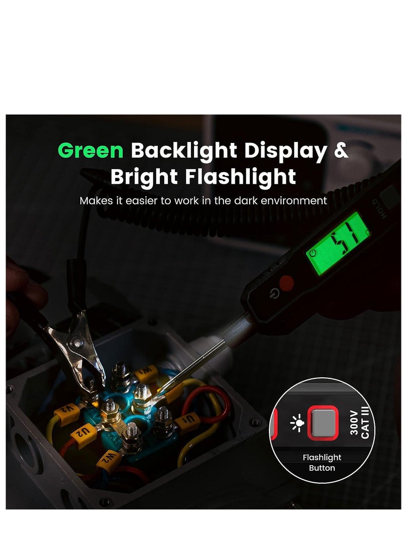 Automotive Test Light DC 0.8V-100V Smart Digital Voltage Tester with LCD Backlight Display Car Truck Vehicle Circuits Low Voltage Tester Probe Digital Circuit Tester with Flashlight  - Image 3