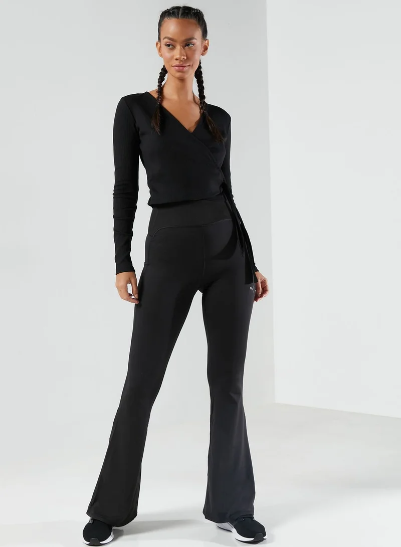 PUMA Studio Ribbed Waist Flare Pants