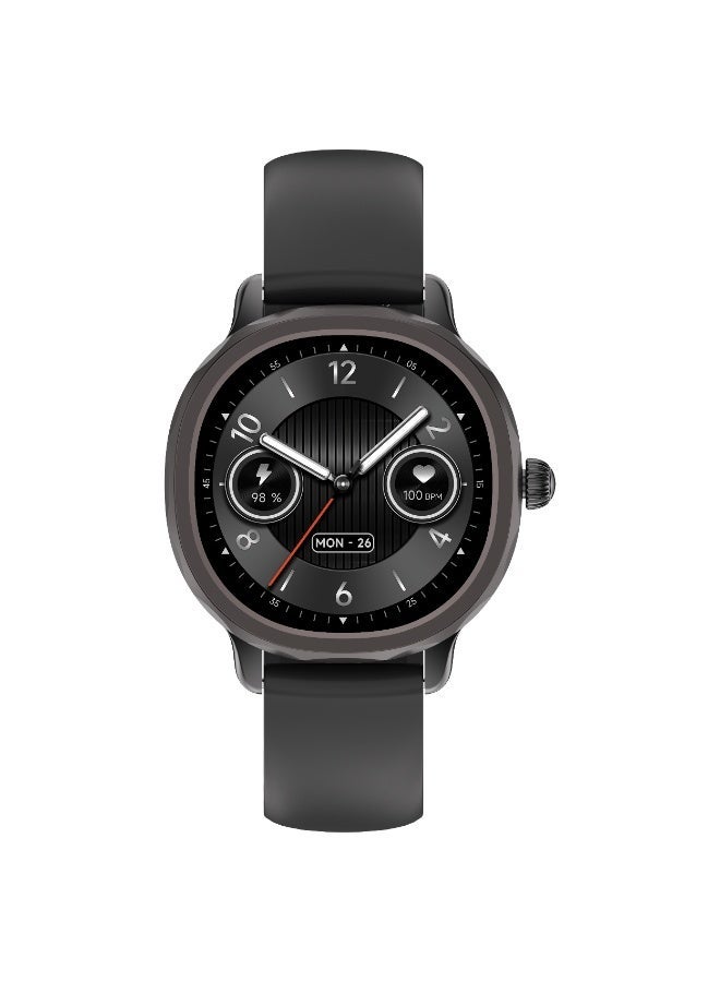 Powerology Smart Watch, 1.04inch AMOLED Display, IP67 Waterproof, Bluetooth Calling, Multi-Sport Modes, 15 Days Standby Time, Advanced Health Monitoring, 100+ Customizable Watch Faces, GPS Logging via Phone GPS - Black