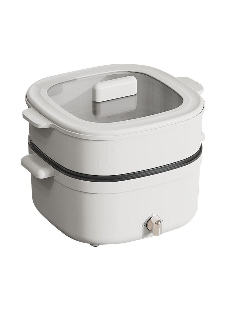 ET-LIFE Multi-Functional Electric Hot Pot, 5 Liters, for Fry/Boil/Suffocate/Stir-fry, 1350W Shabu Hot Pot Non-Stick Electric Cooker, SC-0615 White - Image 1