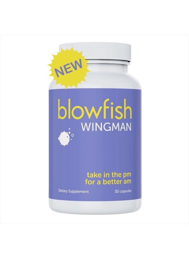 Blowfish Wingman | Pre Game Relief for Clearer Mornings | Liver Function Supplement with DHM + L-Cysteine, Electrolytes, Vitamins, Antioxidants | 30 Pills - Image 1