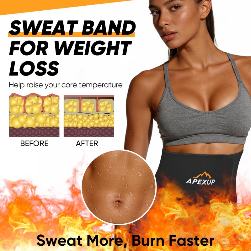 APEXUP Waist Trainer for Women Lower Belly Fat, Men Sweat Band, Stomach Wrap, Waist Trimmer with Removable Lumbar Support Bar for Workouts (Black, L) - Image 2