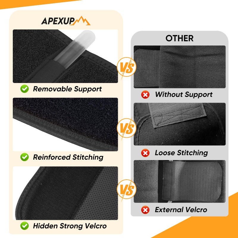 APEXUP Waist Trainer for Women Lower Belly Fat, Men Sweat Band, Stomach Wrap, Waist Trimmer with Removable Lumbar Support Bar for Workouts (Black, L) - Image 4
