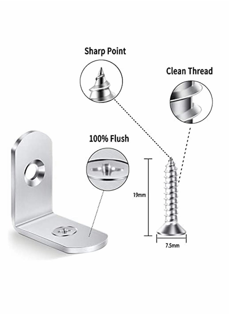 SYOSI 10 Pieces Corner Brace L Brackets Heavy-Duty 30 mm x 30 mm Right Angle Brackets Metal Corner Brackets 90 Degree Bracket for Wood Shelves Dressers Chairs with Screws  - Image 2