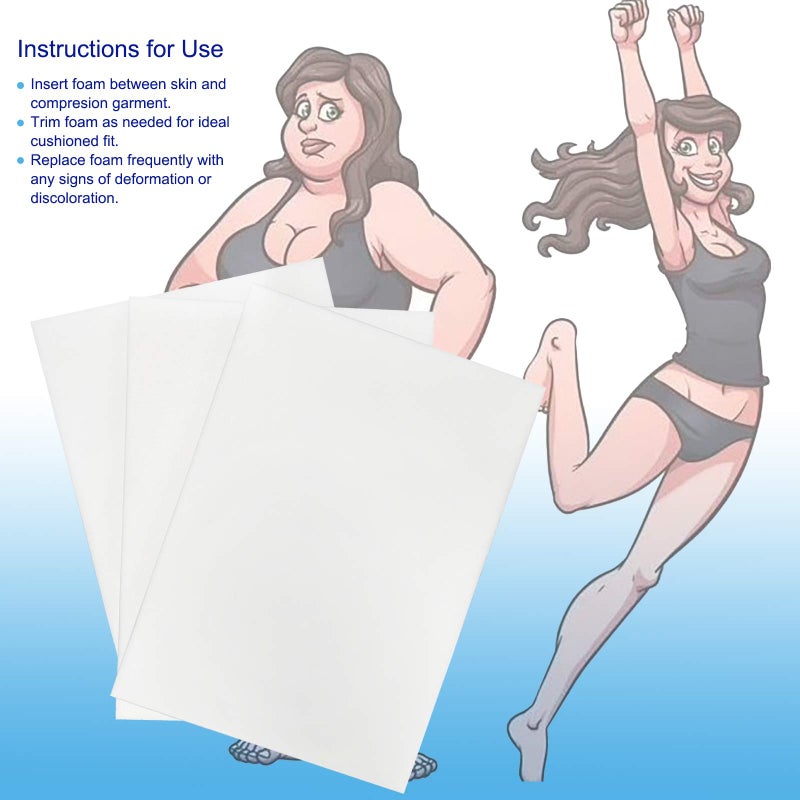 Moolida 3 Pack Lipo Foam - Post Surgery Ab Board for Use with Post Liposuction Surgery Flattening Abdominal Compression Garments Liposuction Foam pads for Recovery 8"X11" (White) - Image 5