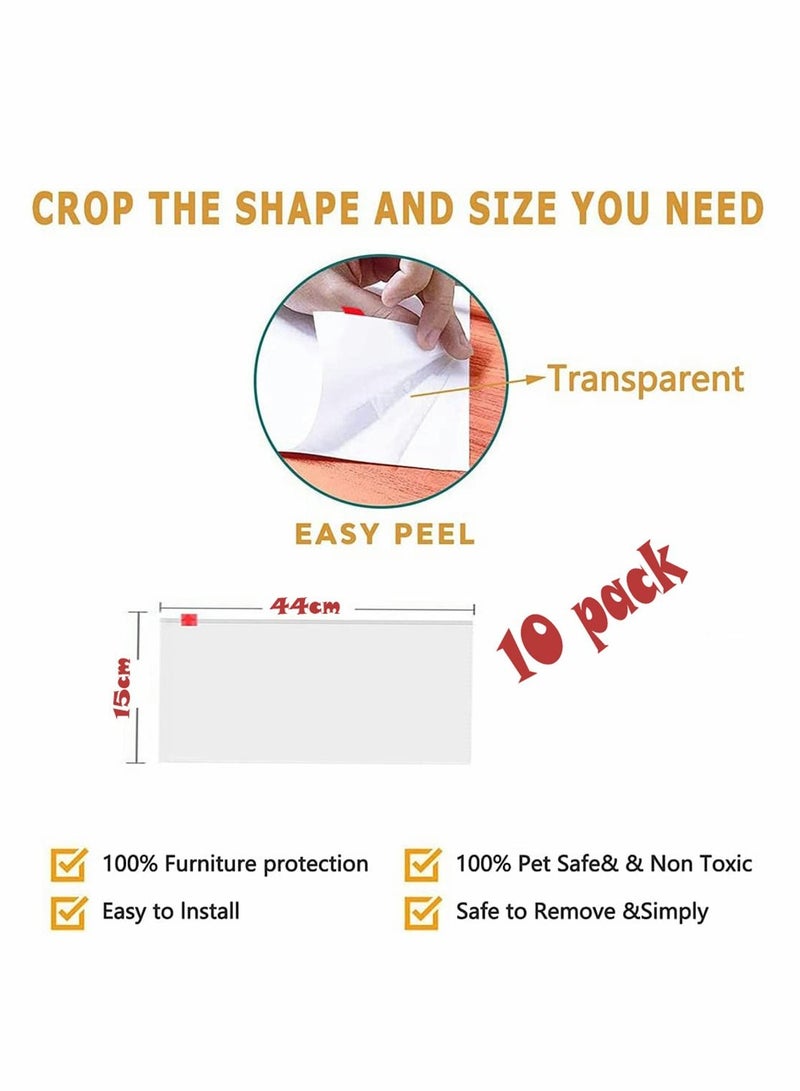 سيوسي واقيات أثاث للخدش على الوجهين من القطط ، شريط مانع للخدش من القطط ، واقي الأريكة للقطط ، أشرطة حماية من الخدش للحيوانات الأليفة ، شريط تدريب شفاف ، توقف الخدش ، 10 عبوات - Image 2