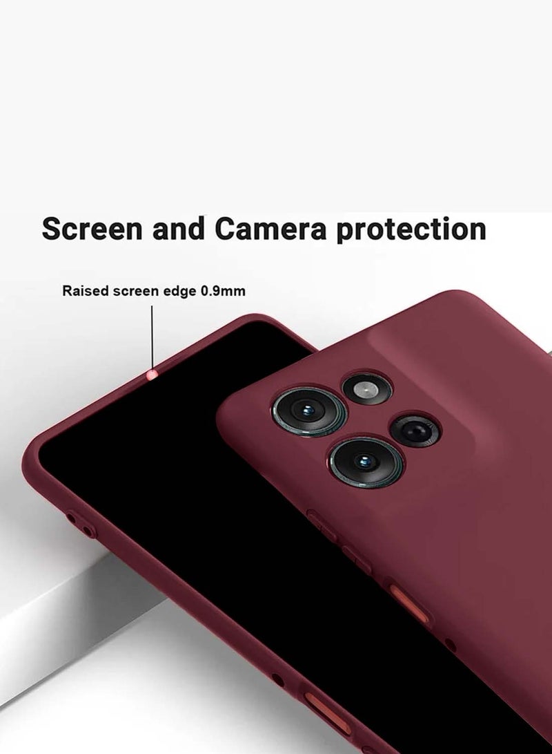 Wtech Motorola Moto G75 5G 2024 Premium Soft Liquid Silicone Case Cover - Maroon - Image 2