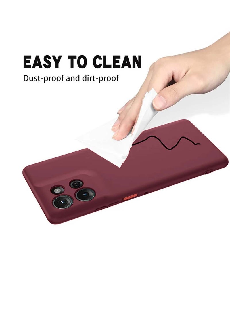 Wtech Motorola Moto G75 5G 2024 Premium Soft Liquid Silicone Case Cover - Maroon - Image 3