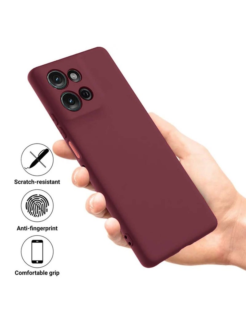 Wtech Motorola Moto G75 5G 2024 Premium Soft Liquid Silicone Case Cover - Maroon - Image 5