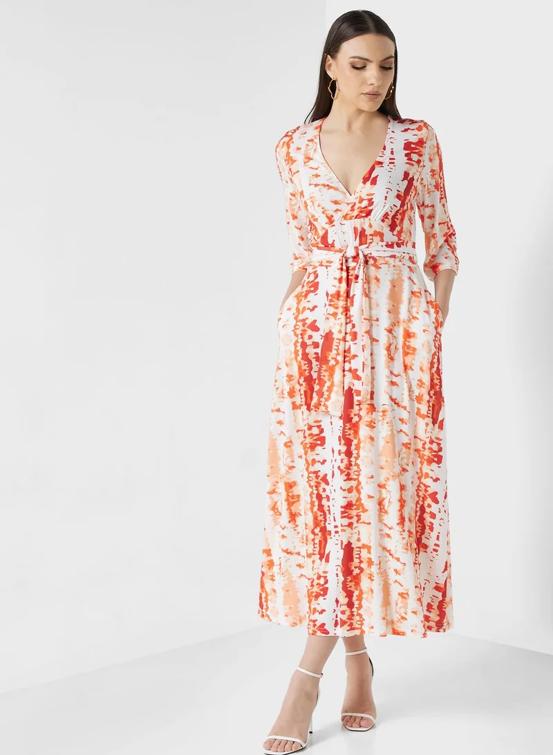 ELLA Printed Tie-Waist Dress