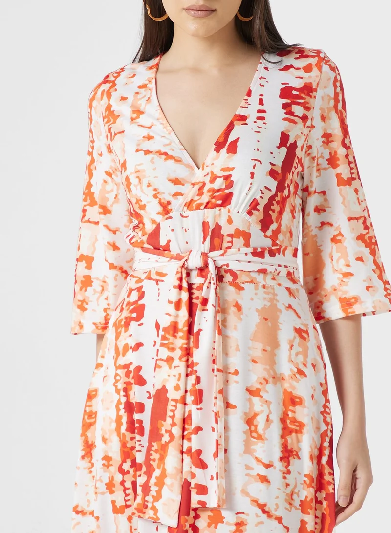 ELLA Printed Tie-Waist Dress