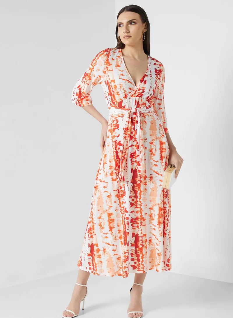 ELLA Printed Tie-Waist Dress