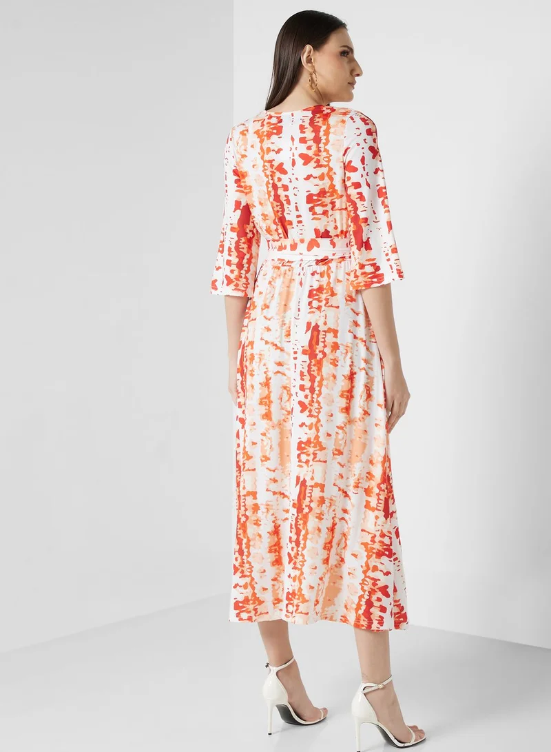 ELLA Printed Tie-Waist Dress