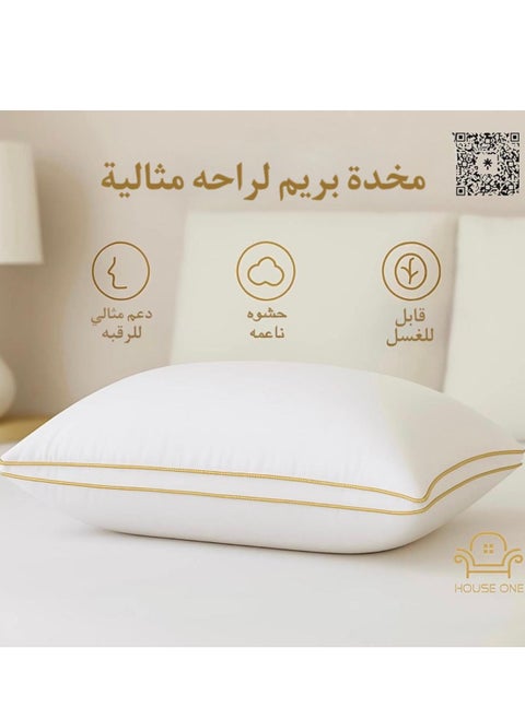 Hotel Pillow Microfiber with Double Golden Prime for Your Home Bed - White - 75x50 cm