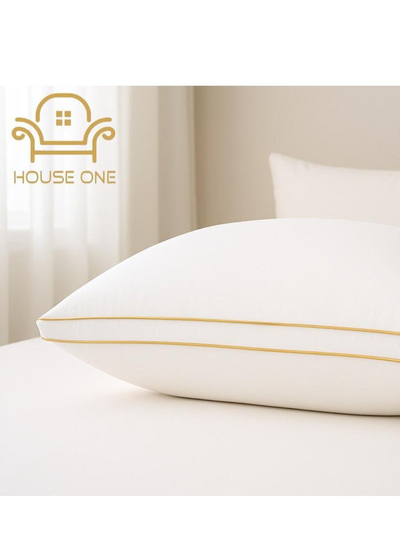 House One Hotel Pillow Microfiber with Double Golden Prime for Your Home Bed - White - 75x50 cm  - Image 2