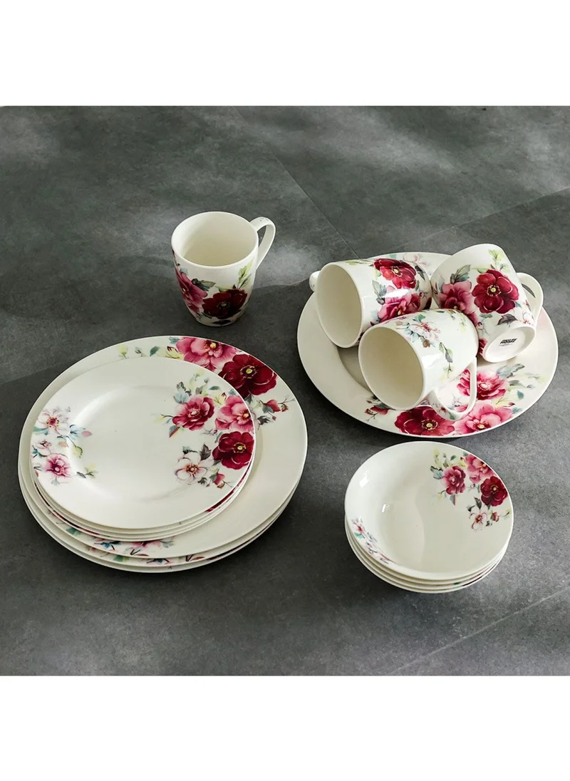 دانوب هوم Angelika 16-Piece New Bone China Dinner Set Floral-Serve 4