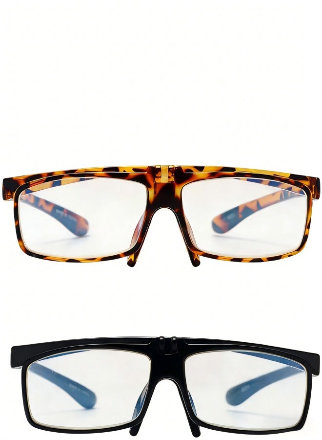 Flip Up Reading Glasses Unisex Vintage Eyeglasses Blue Light Blocking Readers Presbyopic Glasses for Close Works (Color : Black, Size : 2.0X) - Image 4