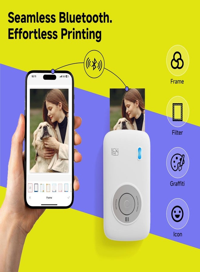 اتش بي ار تي طابعة صور محمولة HPRT CP2100 للهواتف، طابعة صغيرة، بلوتوث، 3 تمريرات - Image 2