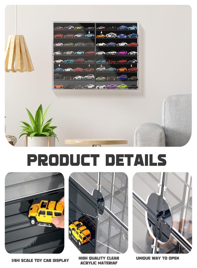 Alyoen 1/64 Scale Model Cars Display Case Wall-Mounted Diecast Toy Car Display Case Storage, Cabinet Lockable for 64 Mini Toys and Hot Wheels（Black, 27.5 X 15.7 X 1.8 inches） - Image 4