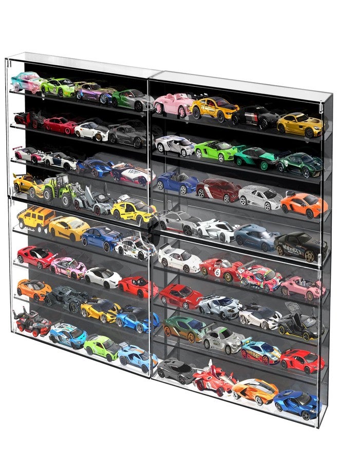 Alyoen 1/64 Scale Model Cars Display Case Wall-Mounted Diecast Toy Car Display Case Storage, Cabinet Lockable for 64 Mini Toys and Hot Wheels（Black, 27.5 X 15.7 X 1.8 inches） - Image 1